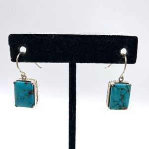 Drop earrings genuine turquoise gemstone 925 sterling silver